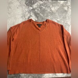Women’s Burnt Orange V-Neck Sweater Size XL Tahari